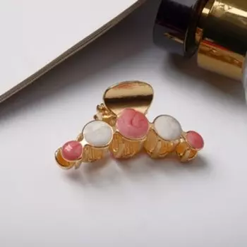 Краб для волос «Эйлат», 4.5 см, бело-розовый