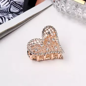 Крабик для волос «Элери», сердце, 4 см, золото