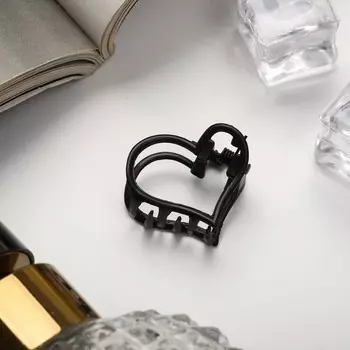 Краб для волос "Эмма" сердце, 2,5х2 см, чёрный