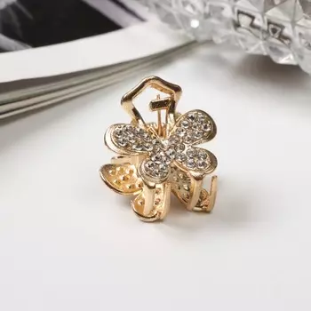 Краб для волос «Кая», бабочка, 2 см, золото