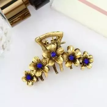 Краб для волос "Каспиан" незабудки, 5 см, золото