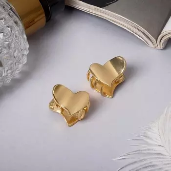 Крабик для волос «Либерти», набор 2 шт., сердце, 1.5 см, золото