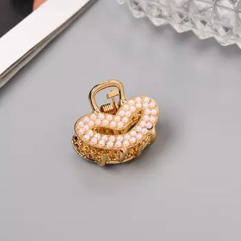 Крабик для волос «Лилиан», сердце, 2.5 см, золото