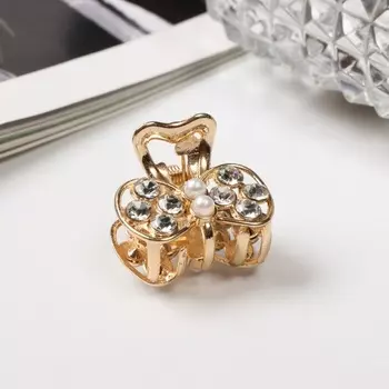 Крабик для волос «Лола», бант, 2.5 см, золото