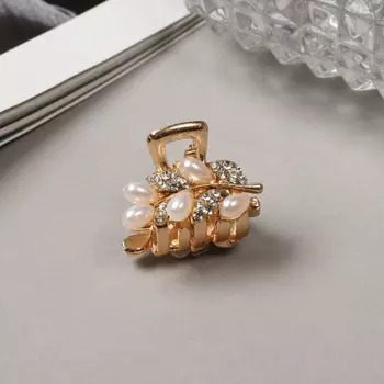 Крабик для волос «Лола», веточка, 2.5 см, золото