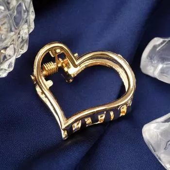 Краб для волос «Маргарита», сердце, 2.5 см, золото