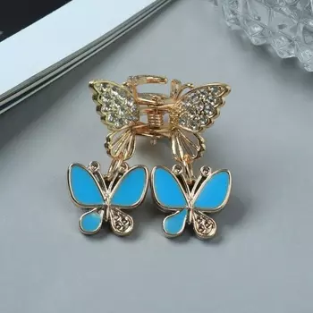 Крабик для волос «Милада», бабочки, 2.5 см, золото