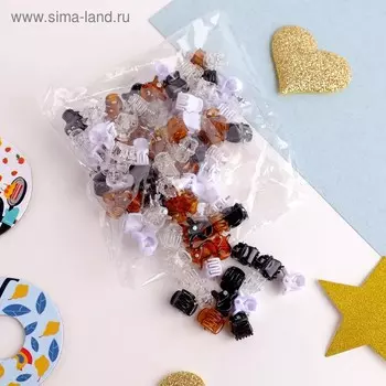 Краб для волос "Мини" (набор 100 шт) 0,7 см, простой, четыре цвета