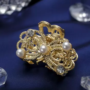 Крабик для волос «Морская сказка», бантик, 2.5 см, золото