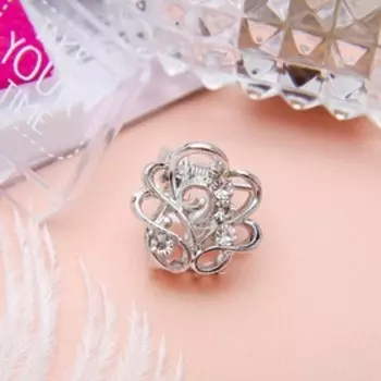 Краб для волос "Мокси" роза, 1,8 см, серебро