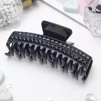 Крабик для волос «Ночка», два ряда страз, 11.5 см, чёрный