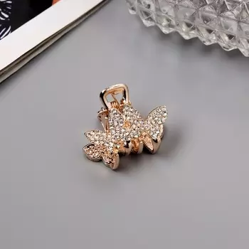 Краб для волос «Одри», бабочки, 2.5 см, золото