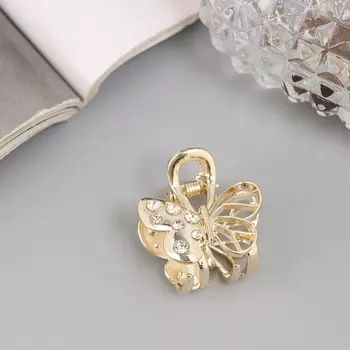 Крабик для волос «Оливия», бабочка, 2.5 см, золото