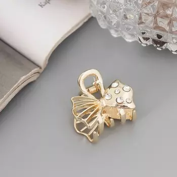 Крабик для волос «Оливия», бант, 2.5 см, золото