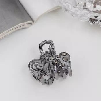 Крабик для волос «Оливия», сердца, 2.5 см, чёрный