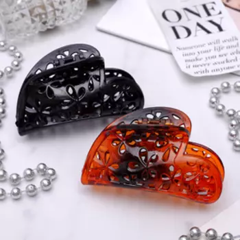 Краб для волос "Прозрачный" сердце, 8,5 см, микс