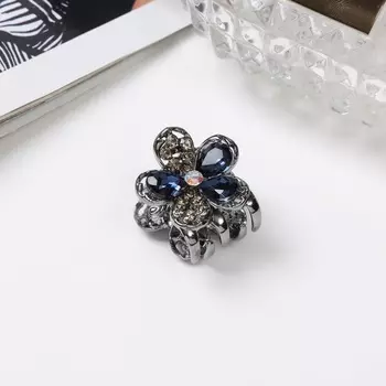 Крабик для волос «Роуз», цветочек, 2 см, чёрный