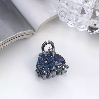 Крабик для волос «Роуз», цветок, 1.5 см, синий