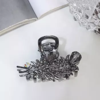 Краб для волос «Роуз», веточка, 5 см, чёрный