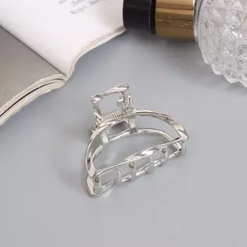 Краб для волос «Cабина», дуга, 4 см, серебро