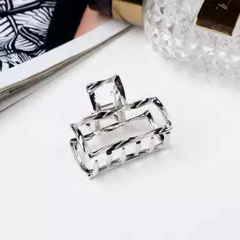 Краб для волос «Cабина», прямой, 4 см, серебро