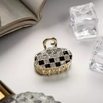 Краб для волос «Шахматка», овал, 2.52 см, золото