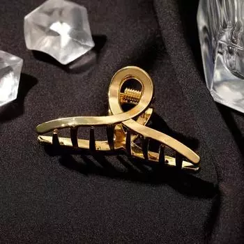 Крабик для волос «Валери», петелька, 4.7 см, золото