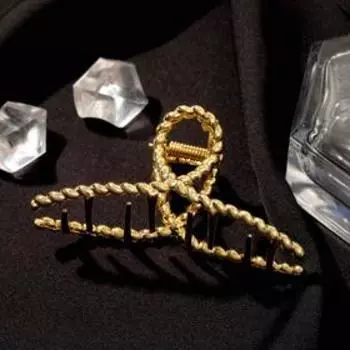 Крабик для волос «Валери», плетёная петелька, 7.5 см, золото