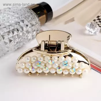 Краб для волос "Жемчужина " 7 см, золото