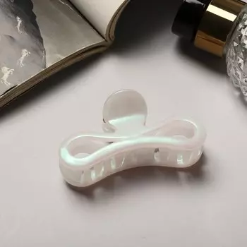 Краб для волос "Жемчужный" изгиб, 7 см, белый