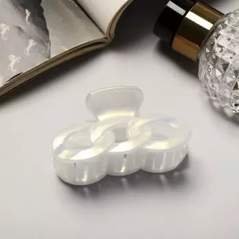 Крабик для волос «Жемчужный», косичка, 7 см, белый