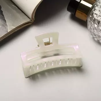 Краб для волос «Жемчужный», прямой, 7 см, белый