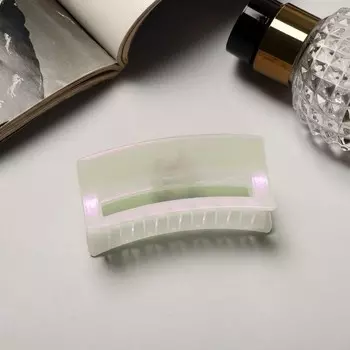 Краб для волос "Жемчужный" прямой изгиб, 7 см, белый