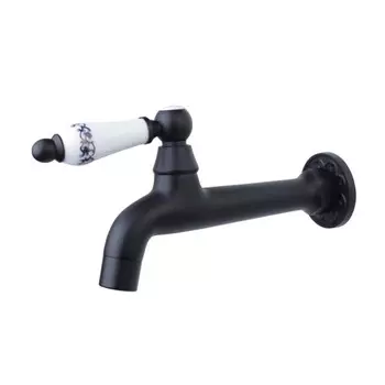 Кран Bronze de Luxe 13262/1, сливной, вентильный, для бани, излив 160 мм, латунь, черный