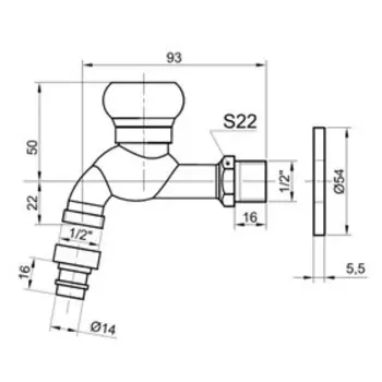 Кран Bronze de Luxe 21978/2, сливной, для бани, насадка для шланга