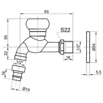 Кран Bronze de Luxe 21982/2, сливной, для бани, насадка для шланга