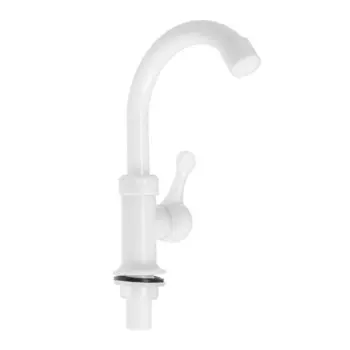 Кран на одну воду ZEIN Z3463, плоская ручка, R-образный излив, пластик, белый