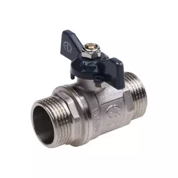 Кран шаровой AQUALINK, PN 50, наружная/наружная резьба 3/4", бабочка, никелированный