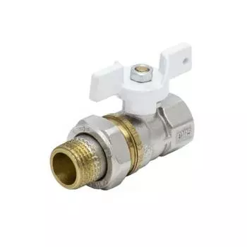 Кран шаровой Aquasfera Standard 1107-02, 3/4", PN 30, с американкой, бабочка, никель