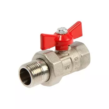 Кран шаровой «ГАЛЛОП» ПРАКТИК DN-15 132, 1/2", с американкой, бабочка, никелирован. латунь