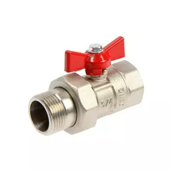 Кран шаровой «ГАЛЛОП» ПРАКТИК DN-20 132, 3/4", с американкой, бабочка, никелирован. латунь