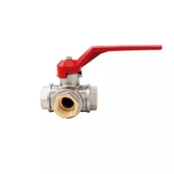 Кран шаровой ITAP 128, 1/2", внутренняя резьба, трехходовой, Т, рычаг, никелированная латунь