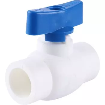 Кран шаровой Kalde, мини, полипропиленовый, d=20 мм, синяя ручка