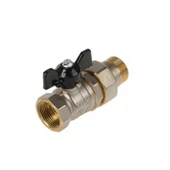 Кран шаровой LD Pride 47.20, с американкой 3/4", бабочка, никелированный