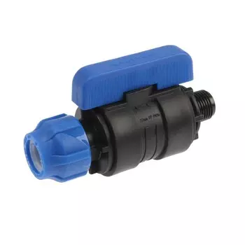 Кран шаровой ПНД Valfex, d=20 мм х 1/2", цанга/наружная резьба, разборный