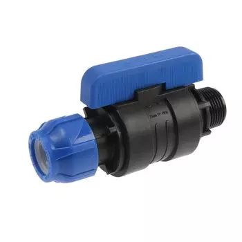 Кран шаровой ПНД Valfex, d=25 мм 1", цанга/наружная резьба, разборный