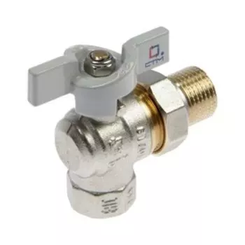 Кран шаровой "СТМ" СТАНДАРТ, 1/2", с американкой, угловой, бабочка