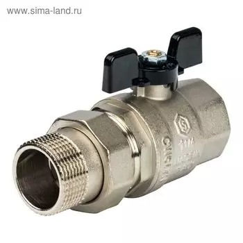 Кран шаровой STOUT, полнопроходной, 1 1/4", внутренняя/наружная резьба, американка, бабочка