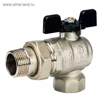 Кран шаровой STOUT, полнопроходной, 1", внутренняя/наружная резьба, американка, бабочка