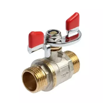 Кран шаровой STT, наружная/наружная резьба 1/2", бабочка, никелированная латунь